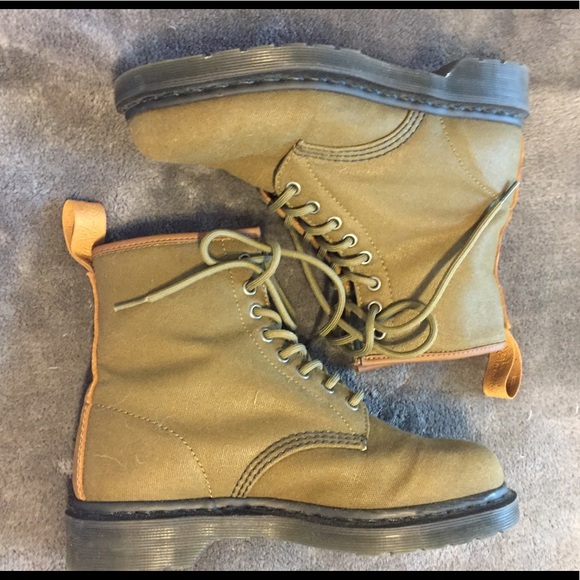 dr martens green canvas boots